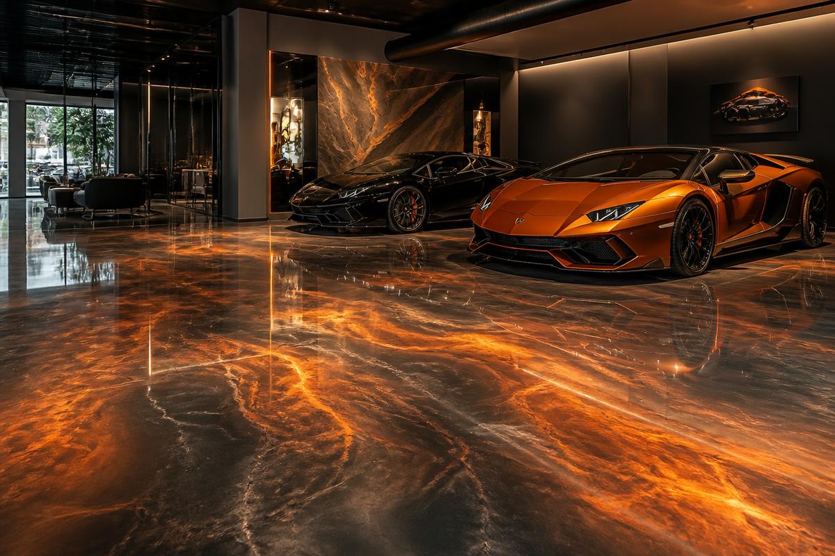 Metallic epoxy showroom floor